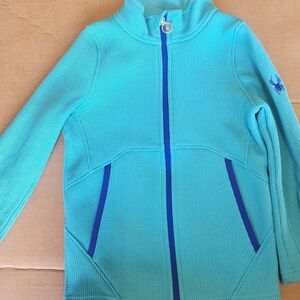 Spyder Blue Full Zip Ribbed Jacket Youth Girls/Boys Size 7 -8